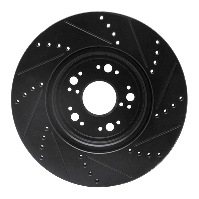 Lexus LS400 Brake Rotor (1) - Front Left - R1 Concepts - Drilled & Slotted - Black - `95-`00